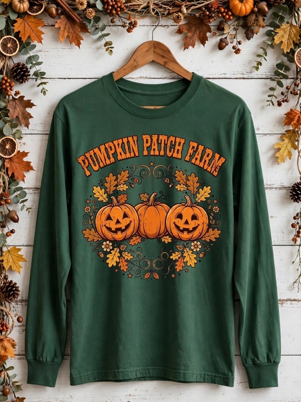 Pumpkin Patch Boutique Farm Shirt NWT Forest Green
